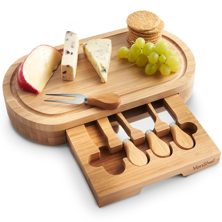 VonShef Oval Wooden 5 Piece Cheese Board Set & Reviews Wayfair.co.uk